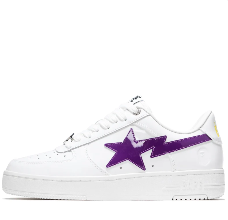 BAPE STA Low-Top Sneakers - White, Purple & Green