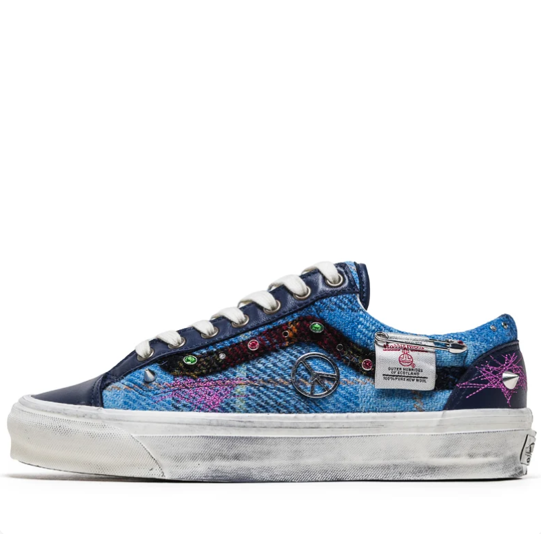 Vans Embellished Low-Top Sneakers - Blue Denim Look & Navy