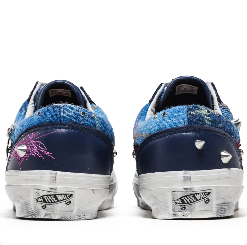 Vans Embellished Low-Top Sneakers - Blue Denim Look & Navy