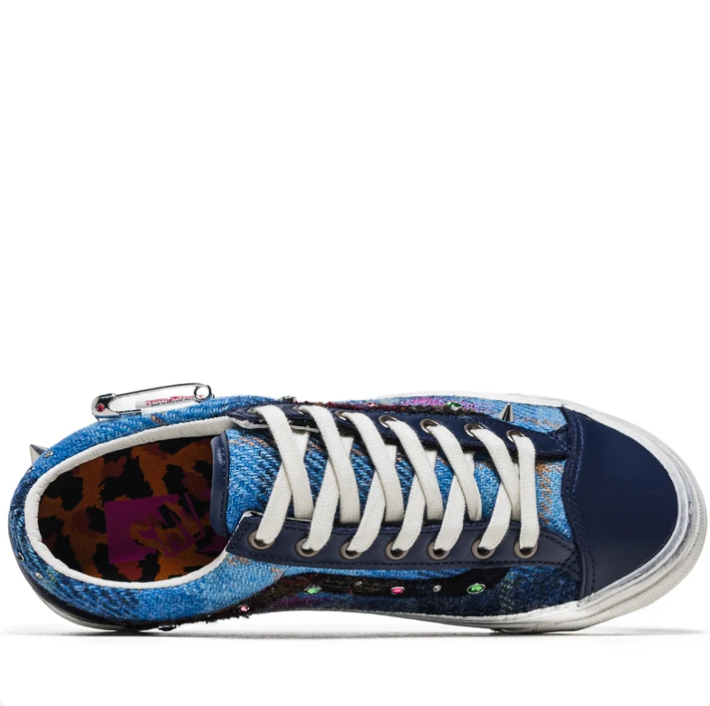 Vans Embellished Low-Top Sneakers - Blue Denim Look & Navy