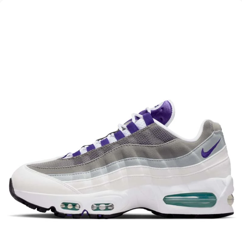 Nike Air Max 95 Sneakers - White, Grey, Purple & Teal