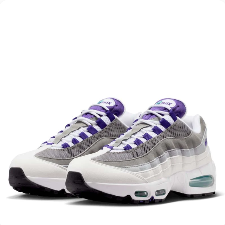 Nike Air Max 95 Sneakers - White, Grey, Purple & Teal