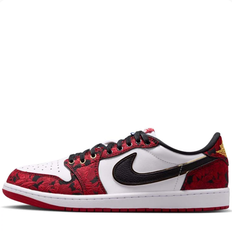 Air Jordan 1 Low Sneakers - Red Floral, White & Black