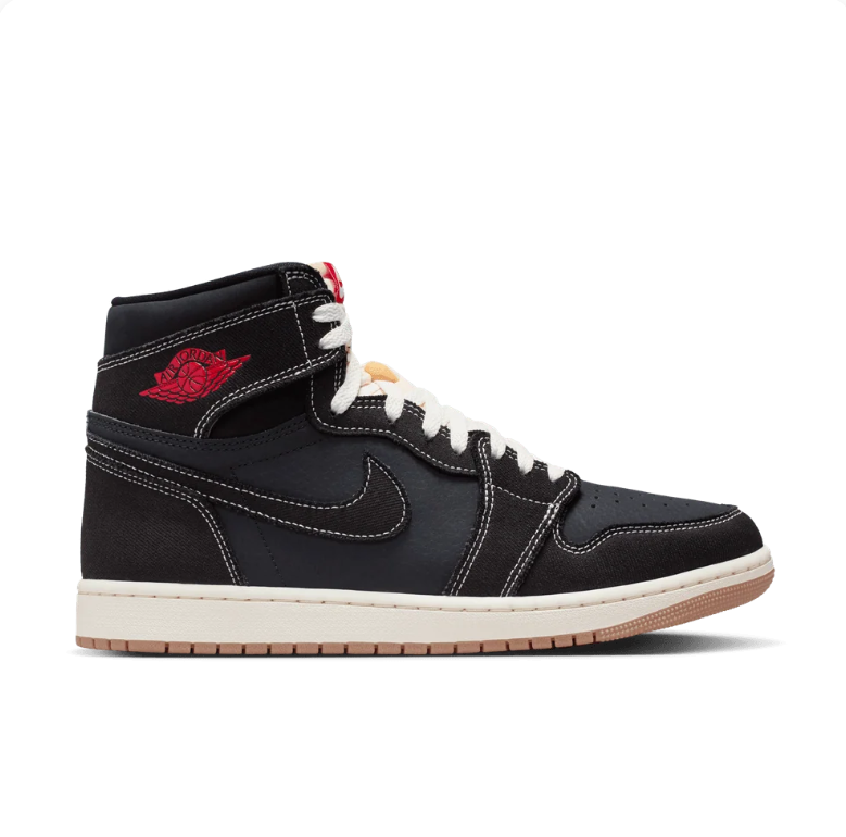 Air Jordan 1 High Sneakers - Black & Gum with Contrast Stitching