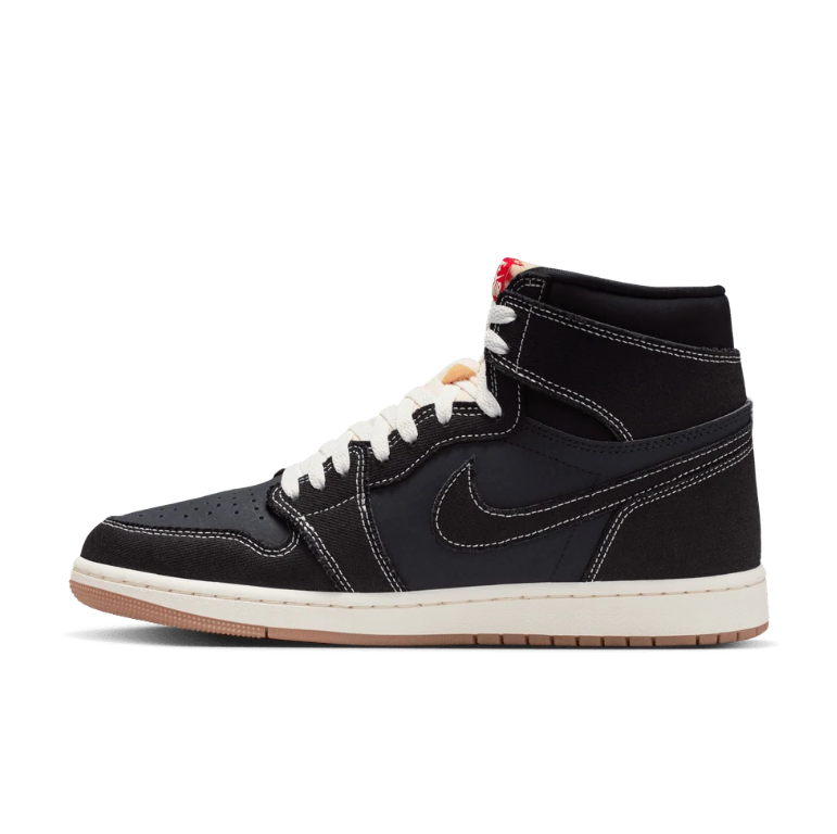 Air Jordan 1 High Sneakers - Black & Gum with Contrast Stitching