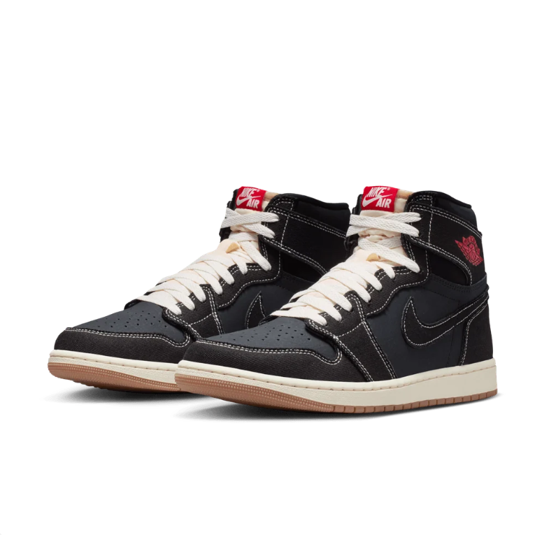 Air Jordan 1 High Sneakers - Black & Gum with Contrast Stitching