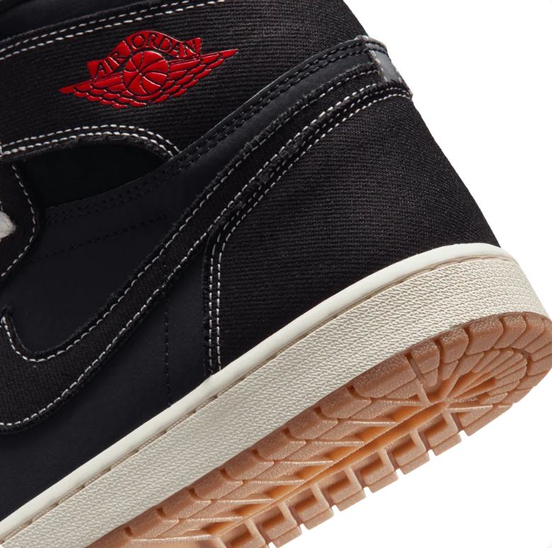 Air Jordan 1 High Sneakers - Black & Gum with Contrast Stitching