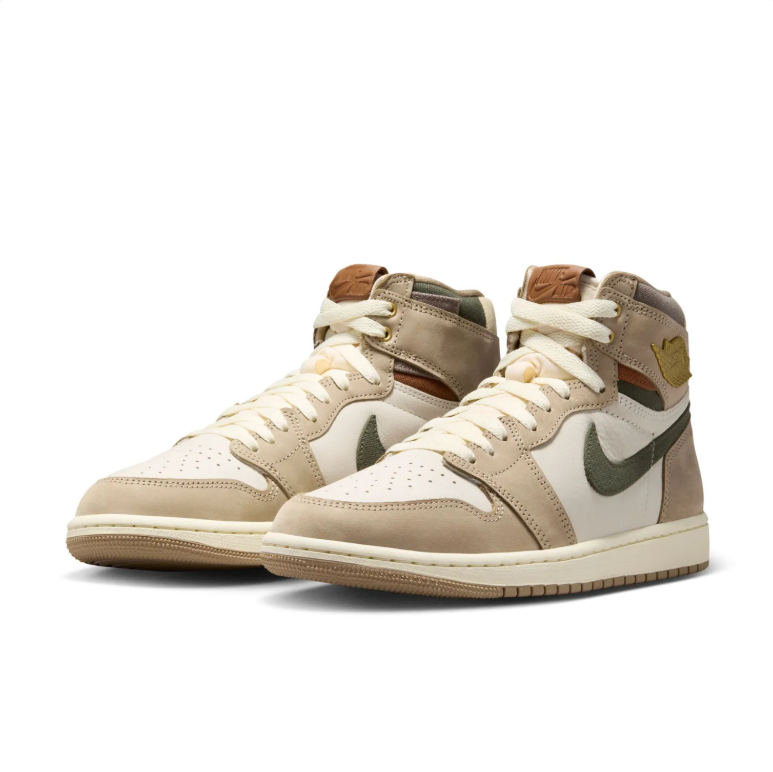 Air Jordan 1 High Sneakers - Beige, Cream & Olive