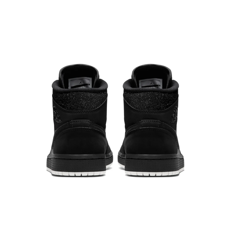 Air Jordan 1 Mid Sneakers - Black & White with Textured Overlays