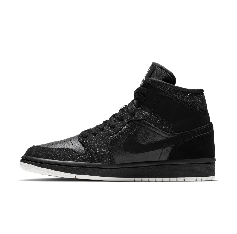 Air Jordan 1 Mid Sneakers - Black & White with Textured Overlays