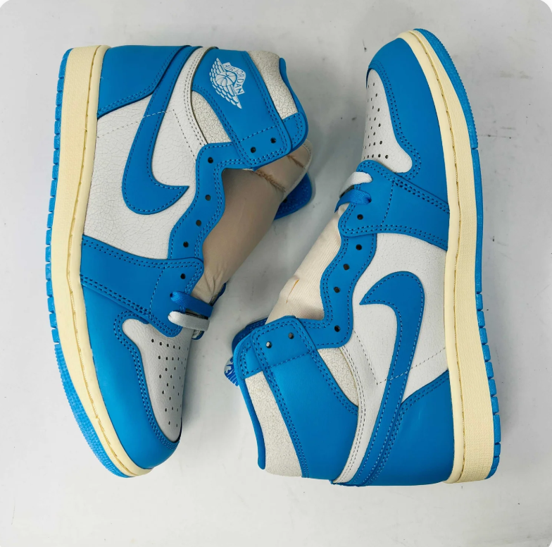 Air Jordan 1 High Sneakers - Blue & White with Cream Midsole