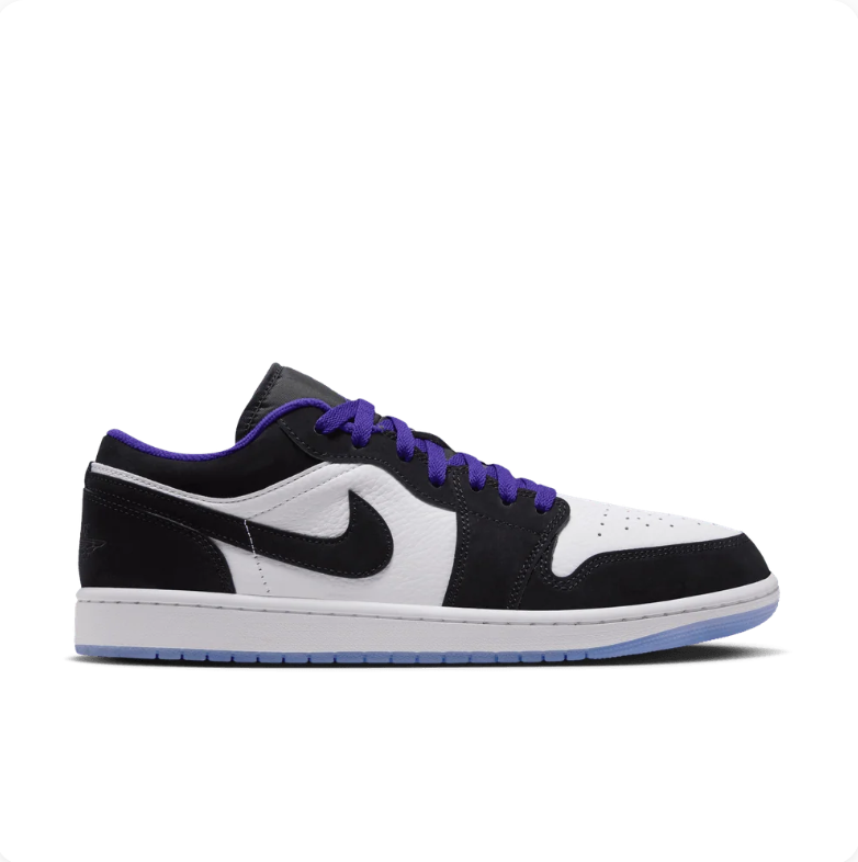 Air Jordan 1 Low Sneakers - Black, White & Purple