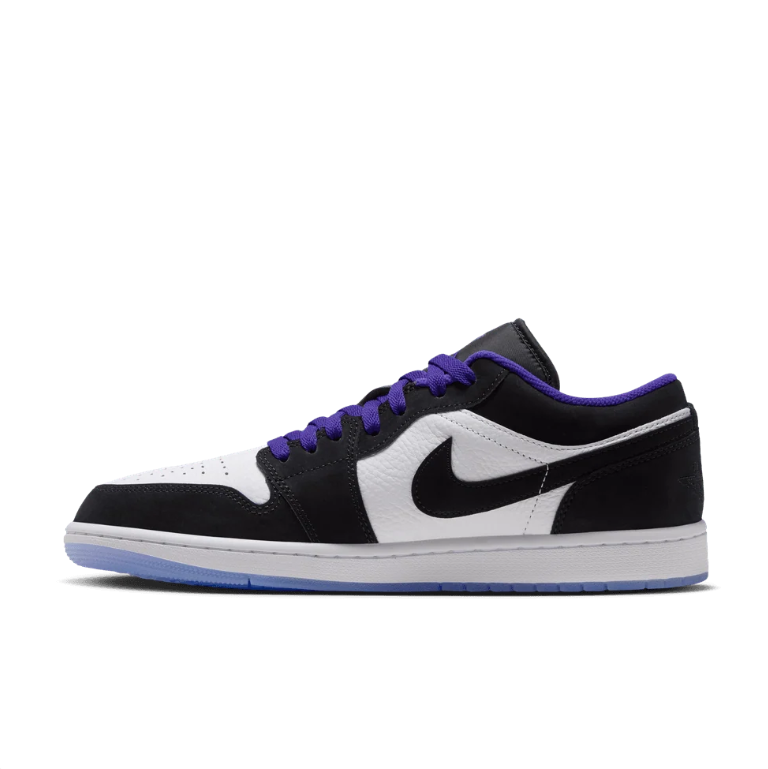 Air Jordan 1 Low Sneakers - Black, White & Purple