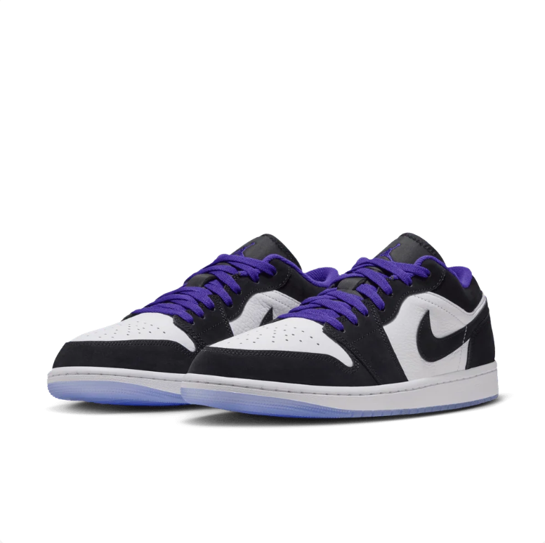 Air Jordan 1 Low Sneakers - Black, White & Purple