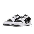 Air Jordan 1 Low Sneakers - Black & White with Outlined Swoosh