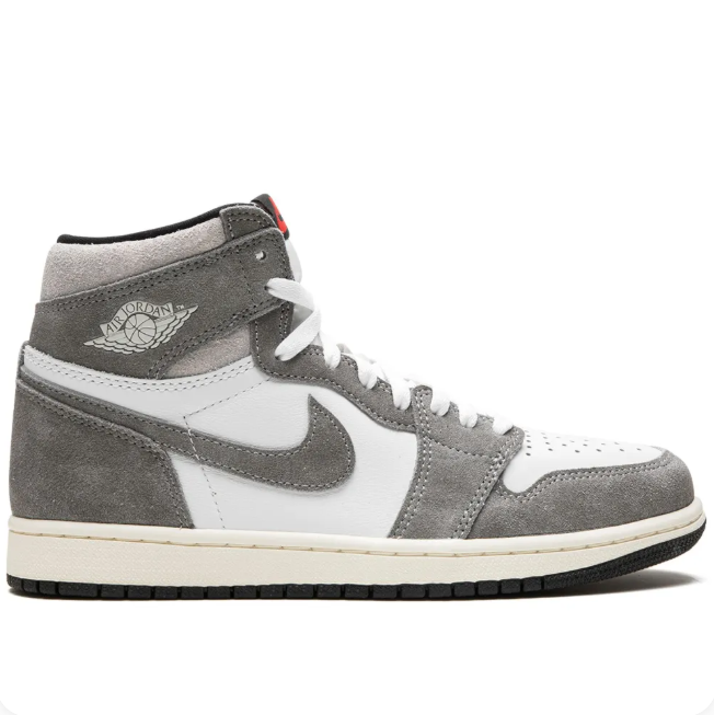 Air Jordan 1 High Sneakers - Grey & White with Cream Midsole
