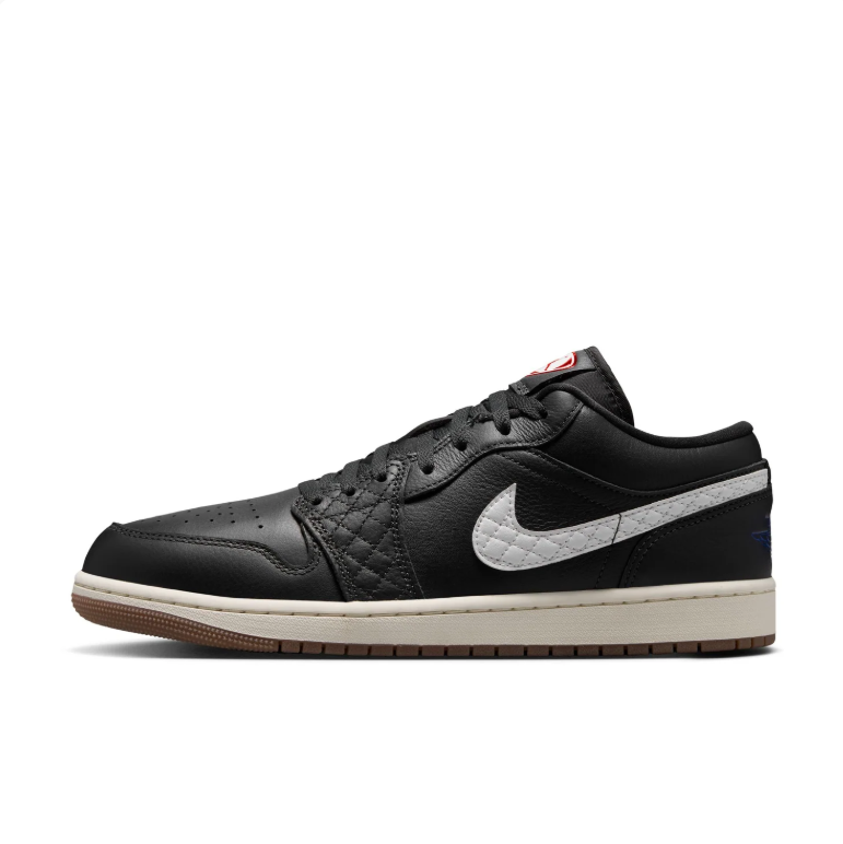 Air Jordan 1 Low Sneakers - Black & White with Gum Outsole