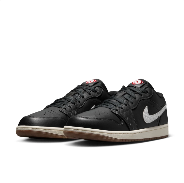 Air Jordan 1 Low Sneakers - Black & White with Gum Outsole