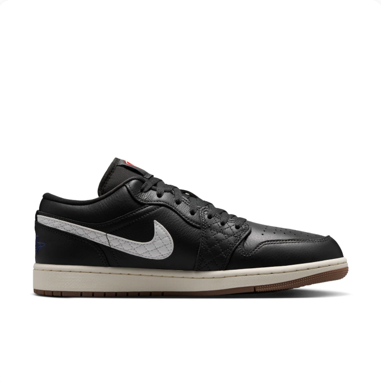 Air Jordan 1 Low Sneakers - Black & White with Gum Outsole