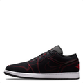 Air Jordan 1 Low Sneakers - Black with Red Contrast Stitching
