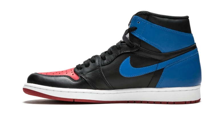 Air Jordan 1 High Sneakers - Mismatched Red, Blue, Black & White