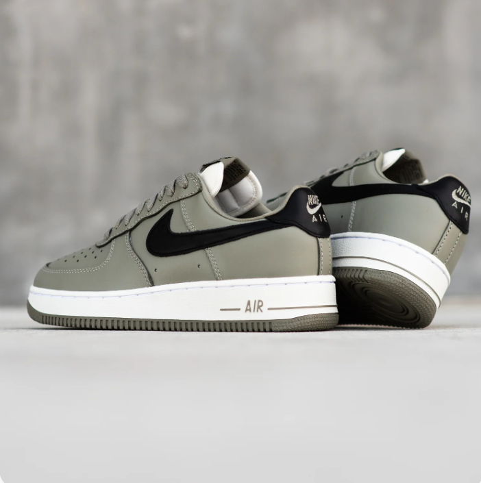 Nike Air Force 1 Low Sneakers - Grey & Black with White Midsole