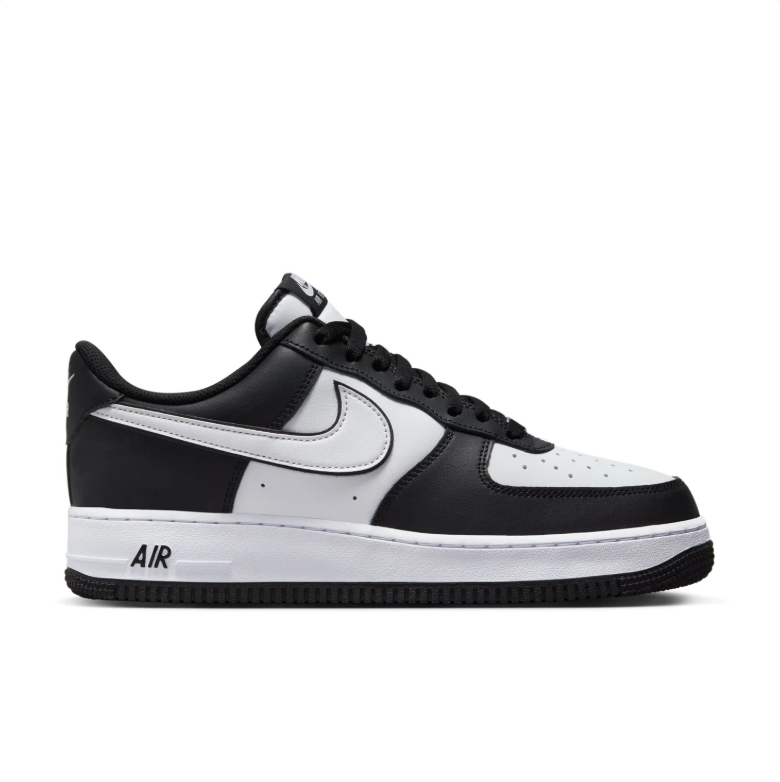 Nike Air Force 1 Low Sneakers - Black & White with Outlined Swoosh