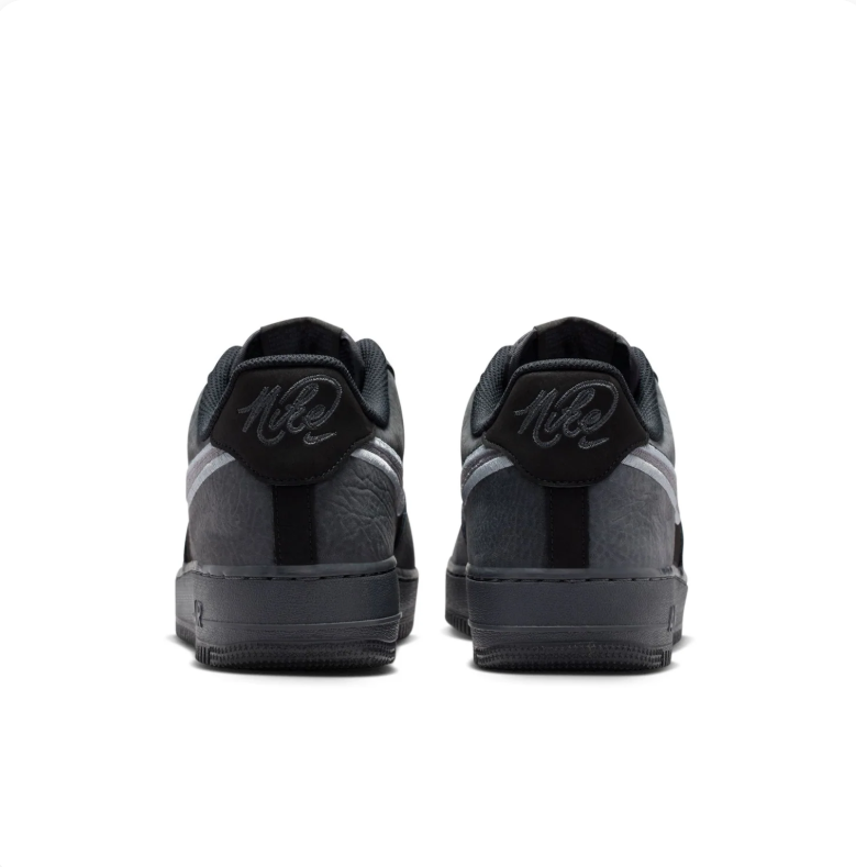 Nike Air Force 1 Low Sneakers - Black & Charcoal with Outlined Swoosh