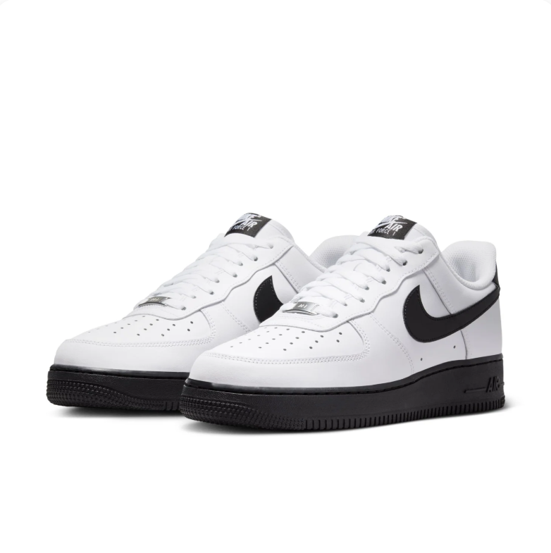 Nike Air Force 1 Low Sneakers - White & Black with Black Sole