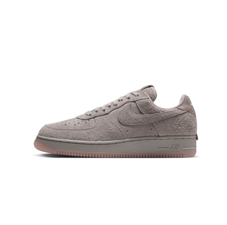 Nike Air Force 1 Low Sneakers - Taupe Grey with Pink Accents