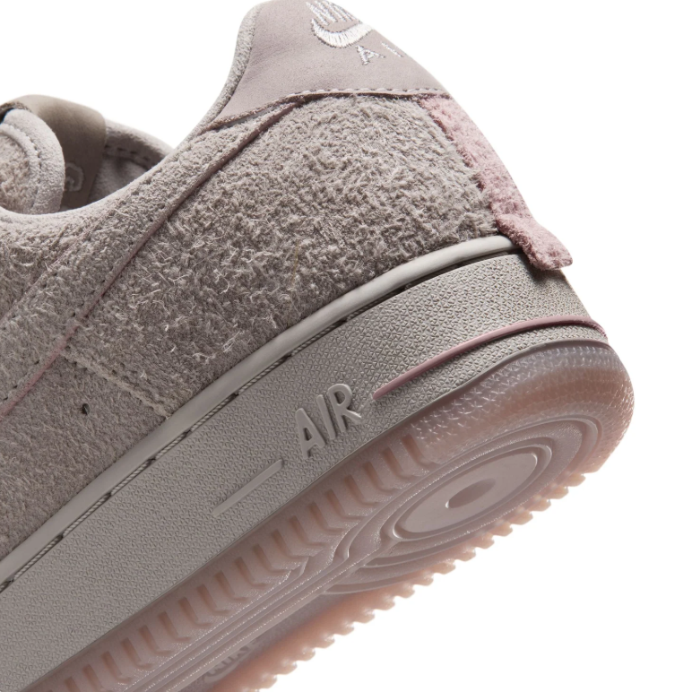 Nike Air Force 1 Low Sneakers - Taupe Grey with Pink Accents