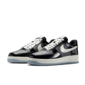 Nike Air Force 1 Low Sneakers - Glossy Black & Grey with Light Blue Outsole
