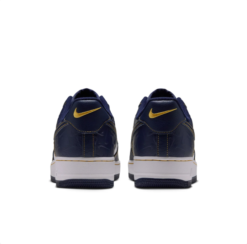 Nike Air Force 1 Low Sneakers - Navy & White with Yellow Stitching