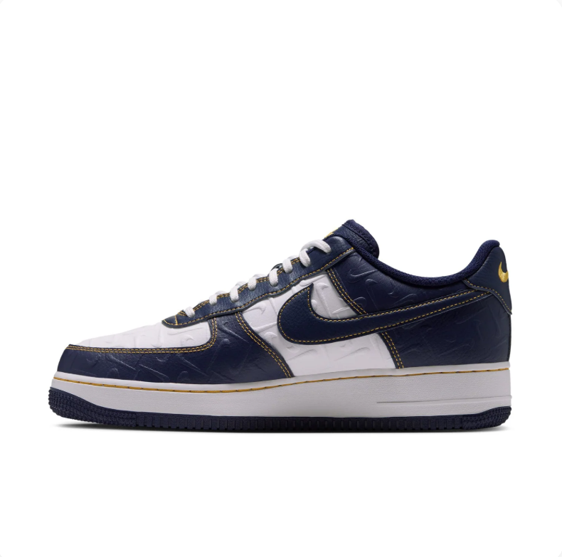 Nike Air Force 1 Low Sneakers - Navy & White with Yellow Stitching