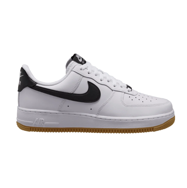 Nike Air Force 1 Low Sneakers - White & Black with Gum Outsole