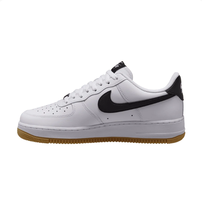 Nike Air Force 1 Low Sneakers - White & Black with Gum Outsole