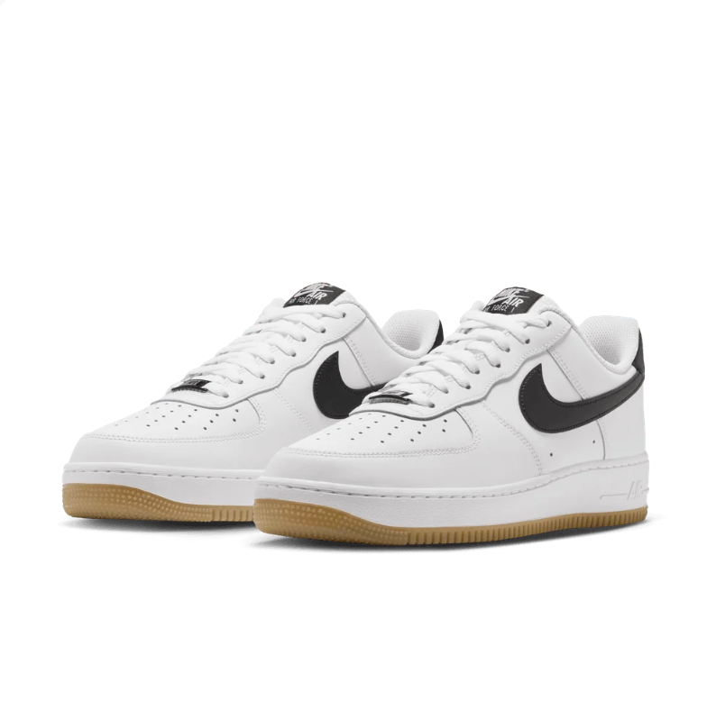 Nike Air Force 1 Low Sneakers - White & Black with Gum Outsole