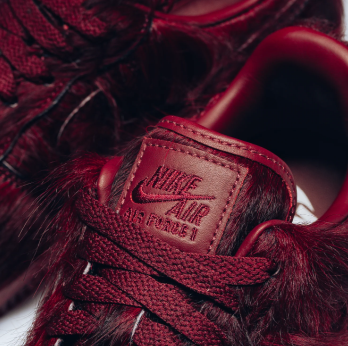 Nike Air Force 1 Low Sneakers - Burgundy with Shaggy Textured Upper