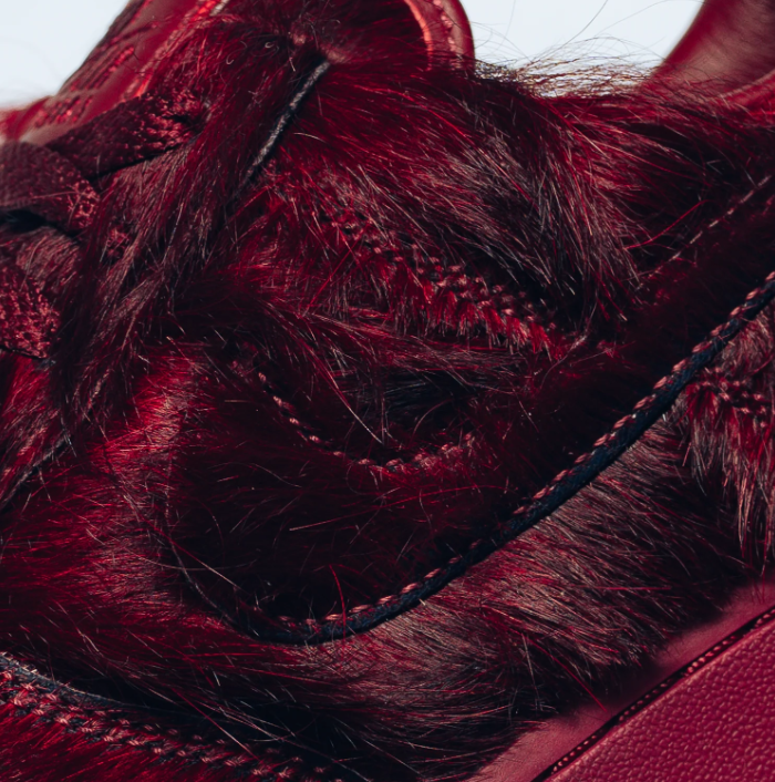 Nike Air Force 1 Low Sneakers - Burgundy with Shaggy Textured Upper