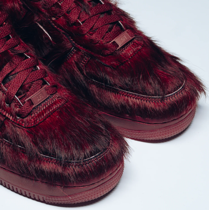 Nike Air Force 1 Low Sneakers - Burgundy with Shaggy Textured Upper