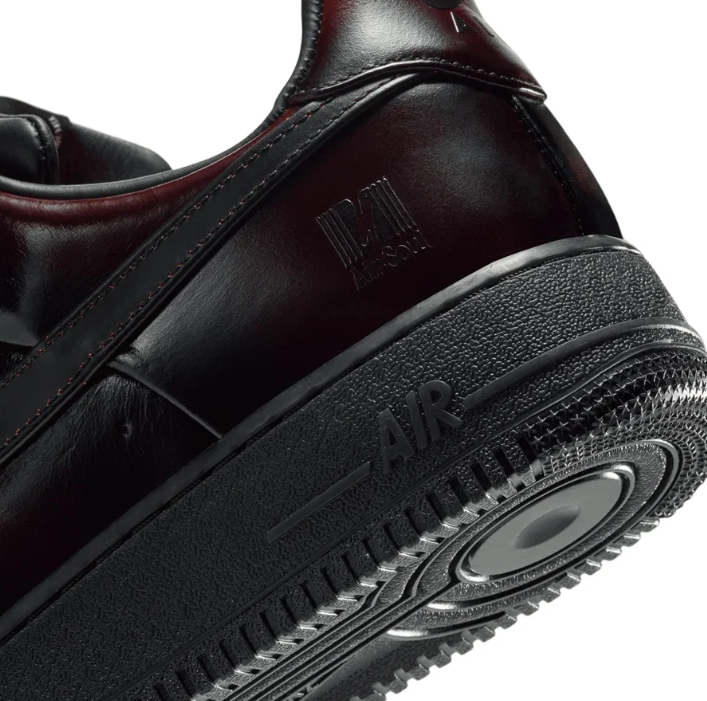 Nike Air Force 1 Low Sneakers - Glossy Black with Orange Laces