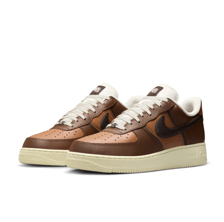 Nike Air Force 1 Low Sneakers - Brown & Tan with Cream Sole