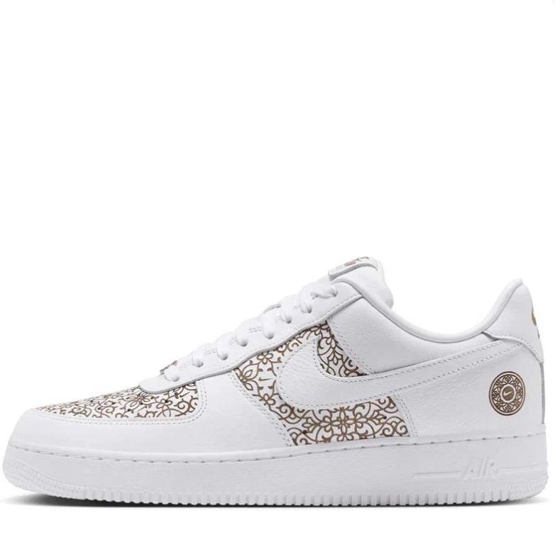 Nike Air Force 1 Low Sneakers - White with Ornamental Pattern