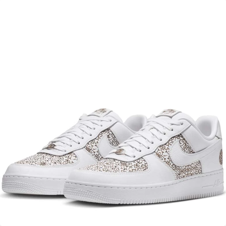 Nike Air Force 1 Low Sneakers - White with Ornamental Pattern