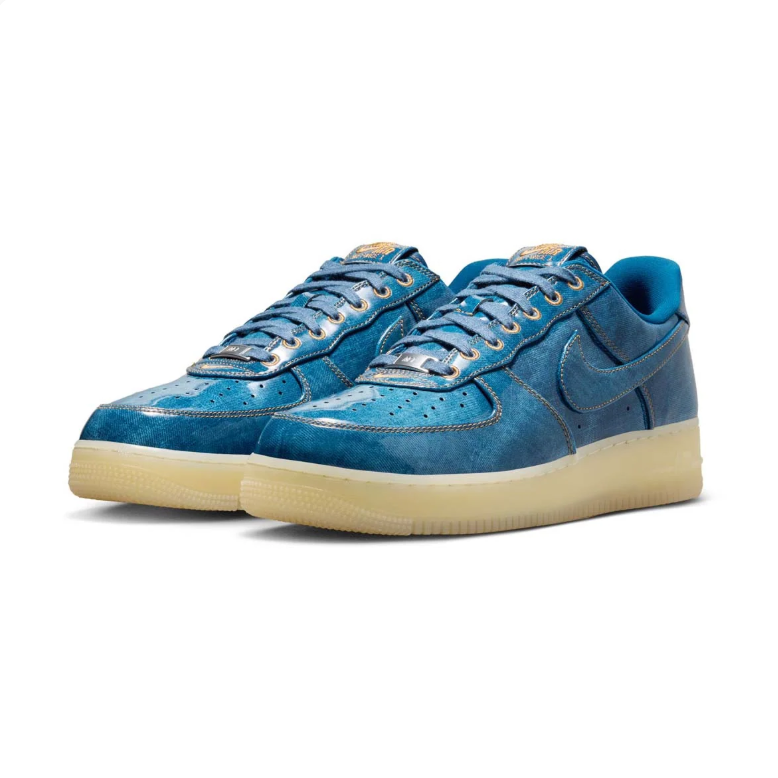 Nike Air Force 1 Low Sneakers - Blue with Cream Sole