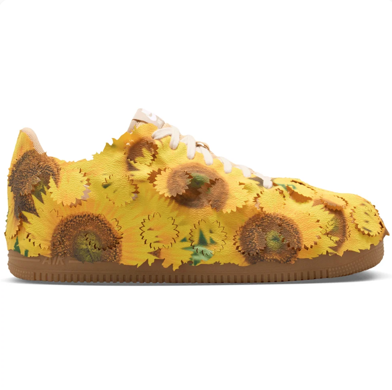 Nike Air Force 1 Low Sneakers - Yellow Sunflower Overlays with Gum Sole