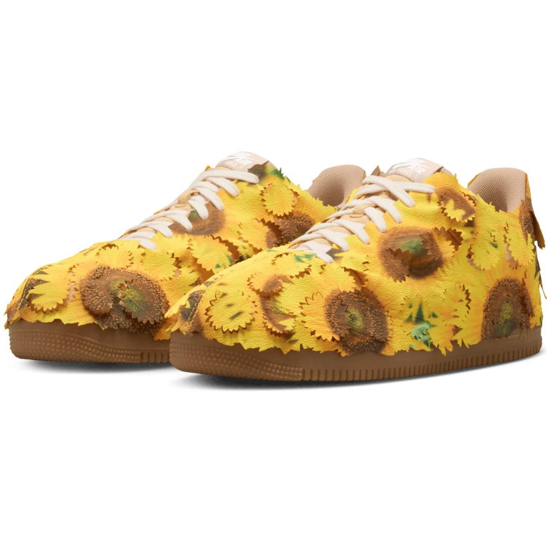 Nike Air Force 1 Low Sneakers - Yellow Sunflower Overlays with Gum Sole