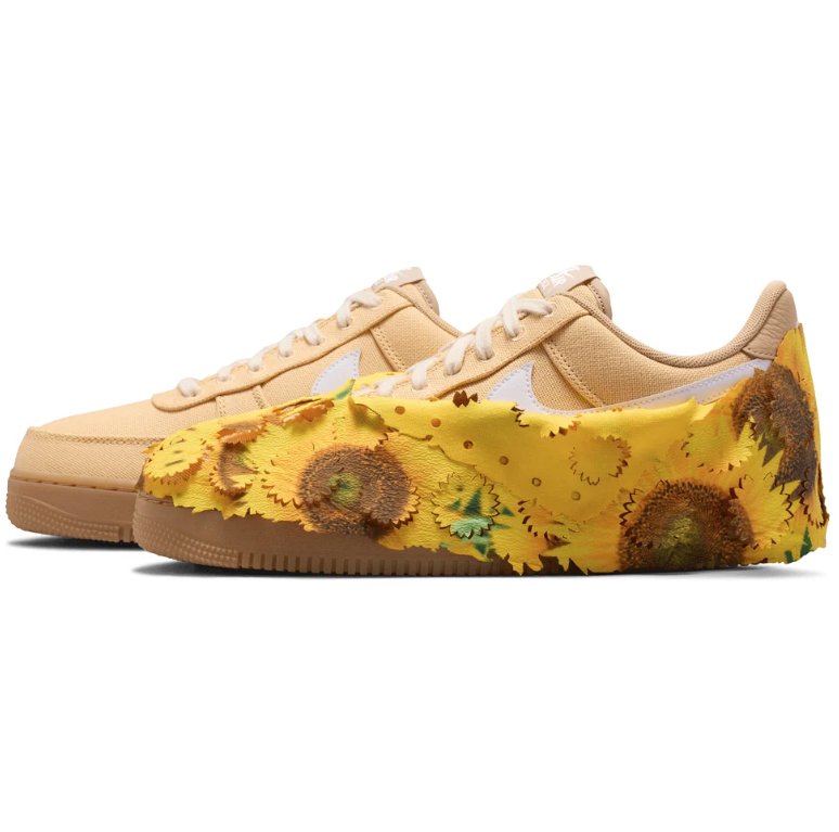 Nike Air Force 1 Low Sneakers - Yellow Sunflower Overlays with Gum Sole