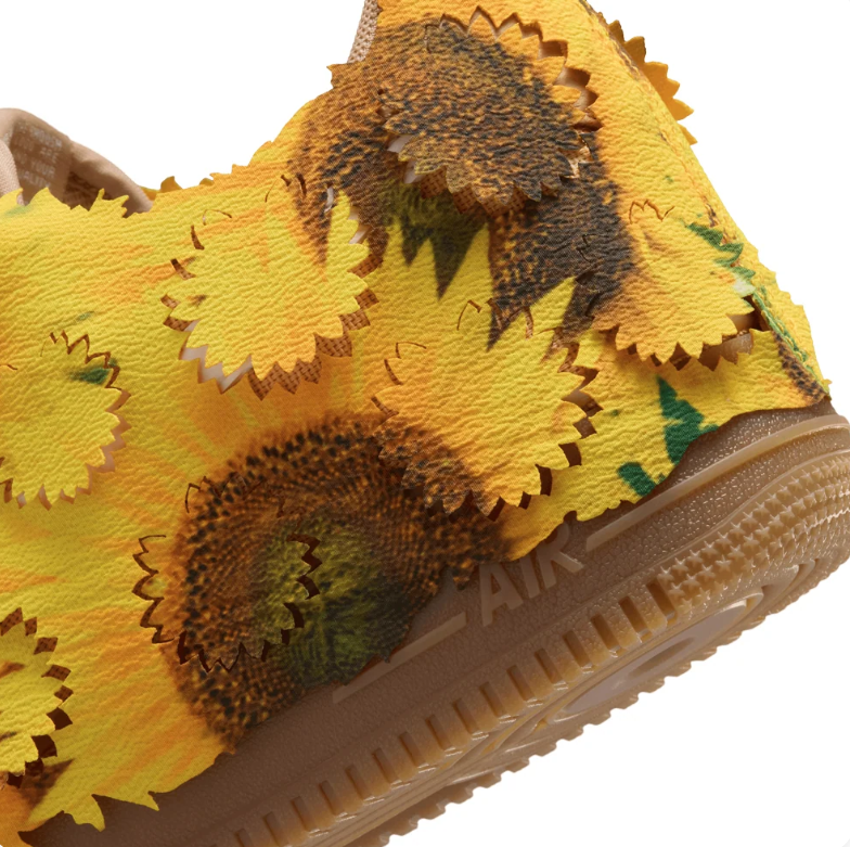 Nike Air Force 1 Low Sneakers - Yellow Sunflower Overlays with Gum Sole