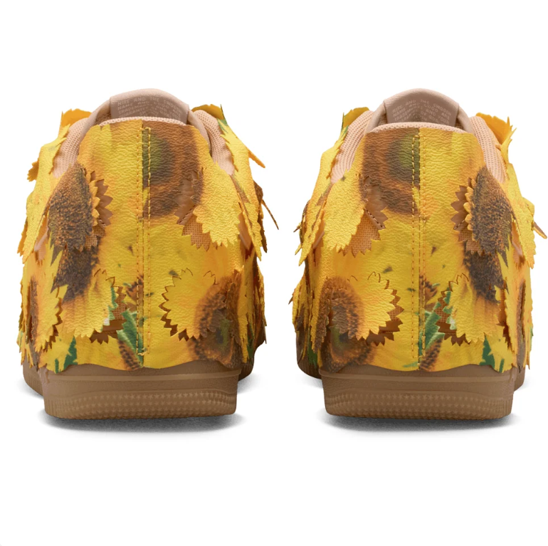 Nike Air Force 1 Low Sneakers - Yellow Sunflower Overlays with Gum Sole